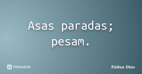 Asas paradas; pesam.... Frase de Pádua Dias.