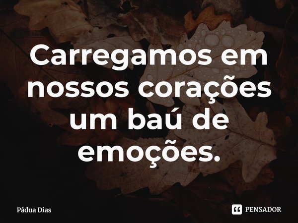 ⁠Carregamos em nossos corações um baú de emoções.... Frase de Pádua Dias.