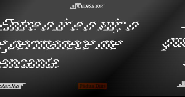 Entre o ir e o vir; o que permanece me encanta.... Frase de Pádua Dias.