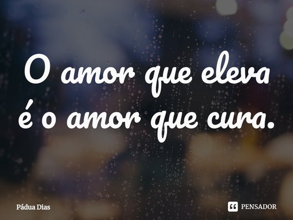 ⁠O amor que eleva é o amor que cura.... Frase de Pádua Dias.