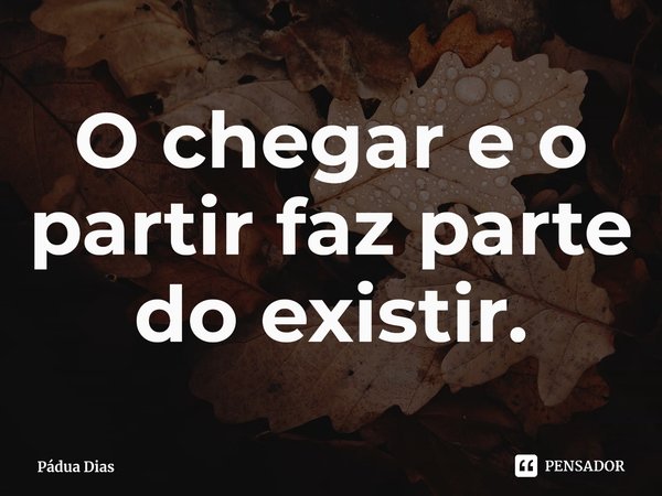 ⁠O chegar e o partir faz parte do existir.... Frase de Pádua Dias.