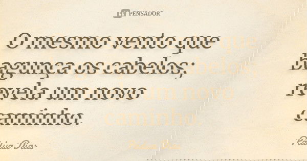 O mesmo vento que bagunça os cabelos; revela um novo caminho.... Frase de Pádua Dias.