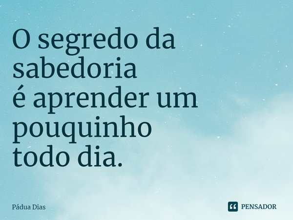 ⁠O segredo da sabedoria
é aprender um pouquinho
todo dia.... Frase de Pádua Dias.