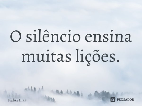 ⁠O silêncio ensina muitas lições.... Frase de Pádua Dias.