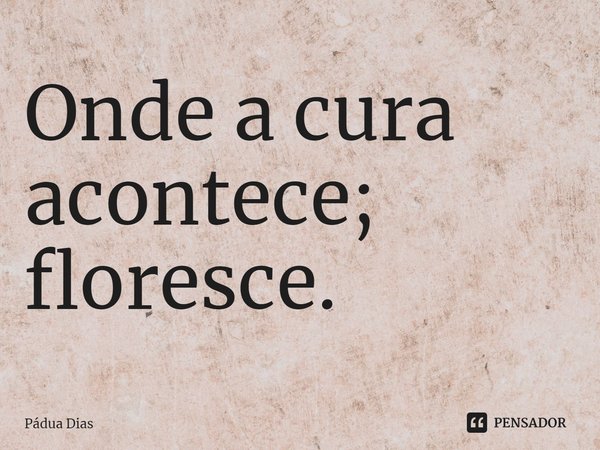 ⁠Onde a cura acontece; floresce.... Frase de Pádua Dias.