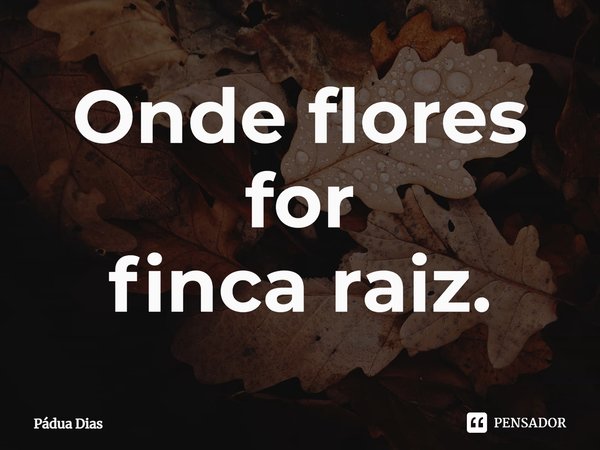 ⁠Onde flores for
finca raiz.... Frase de Pádua Dias.