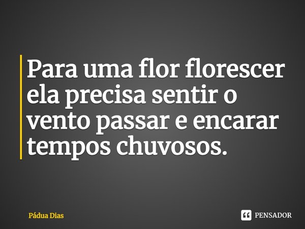 ⁠Para uma flor florescer
ela precisa sentir o
vento passar e encarar
tempos chuvosos.... Frase de Pádua Dias.