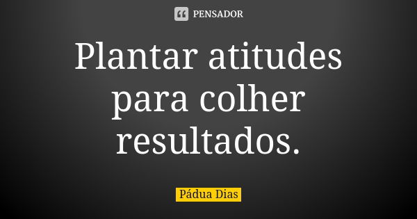 Plantar atitudes para colher resultados.... Frase de Pádua Dias.