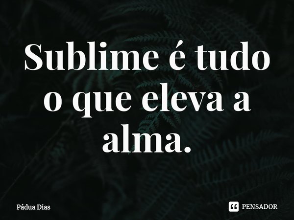 ⁠Sublime é tudo o que eleva a alma.... Frase de Pádua Dias.