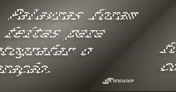 Palavras foram feitas para fotografar o coração.... Frase de Desconheço.