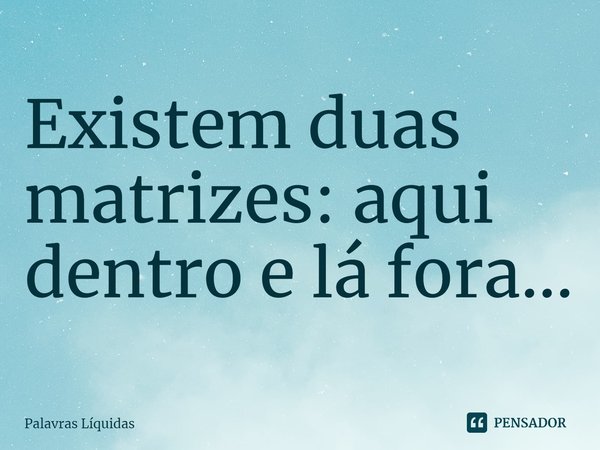 ⁠Existem duas matrizes: aqui dentro e lá fora...... Frase de Palavras Líquidas.