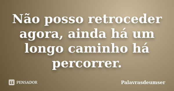 Não posso retroceder agora, ainda há um longo caminho há percorrer.... Frase de Palavrasdeumser.