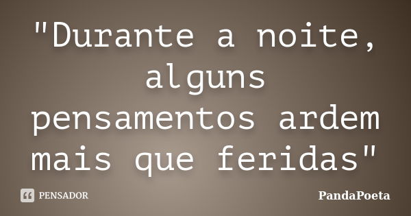 "Durante a noite, alguns pensamentos ardem mais que feridas"... Frase de PandaPoeta.