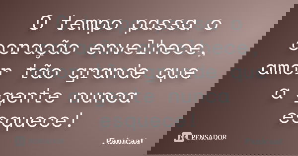 O tempo passa o coração envelhece, amor tão grande que a gente nunca esquece!... Frase de Panicaat.