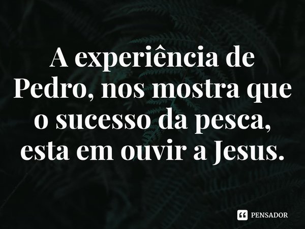 ⁠A experiência de Pedro, nos mostra que o sucesso da pesca, esta em ouvir a Jesus.... Frase de Pastor Ricardo Cordeiro.