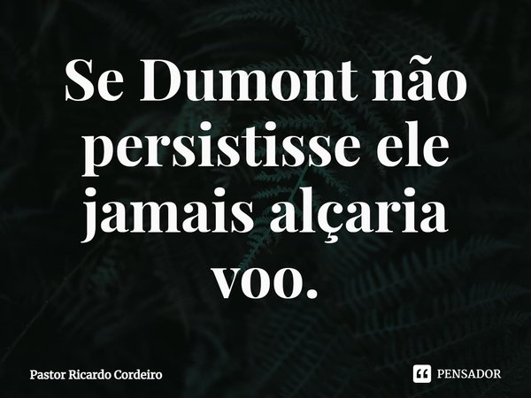 ⁠Se Dumont não persistisse ele jamais alçaria voo.... Frase de Pastor Ricardo Cordeiro.