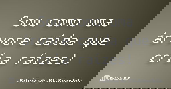 Sou como uma árvore caída que cria raízes!... Frase de Patrícia de P.G.Kinoshita.