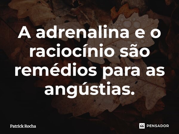 ⁠A adrenalina e o raciocínio são remédios para as angústias.... Frase de Patrick Rocha.