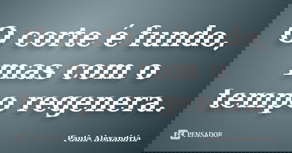 O corte é fundo, mas com o tempo regenera.... Frase de Paula Alexandria.