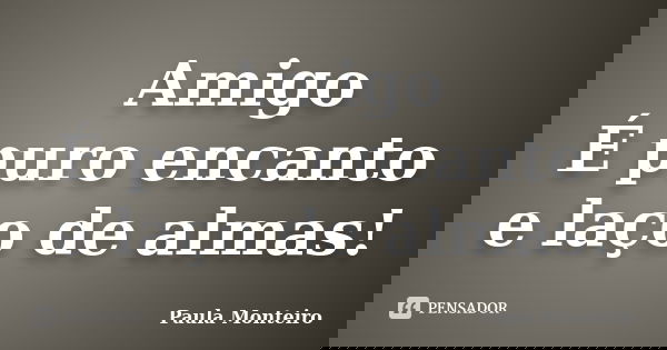 Amigo É puro encanto e laço de almas!... Frase de Paula Monteiro.