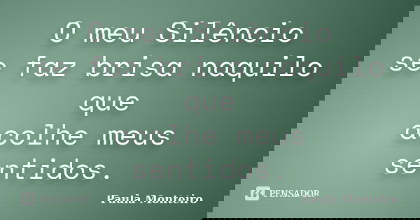 O meu Silêncio se faz brisa naquilo que acolhe meus sentidos.... Frase de Paula Monteiro.