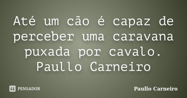 Até um cão é capaz de perceber uma caravana puxada por cavalo. Paullo Carneiro... Frase de Paullo Carneiro.