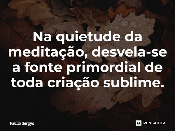 ⁠Na quietude da meditação, desvela-se a fonte primordial de toda criação sublime.... Frase de Paullo Sergyo.