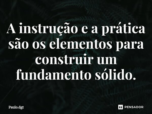 ⁠A instrução e a prática são os elementos para construir um fundamento sólido.... Frase de Paulo.dgt.