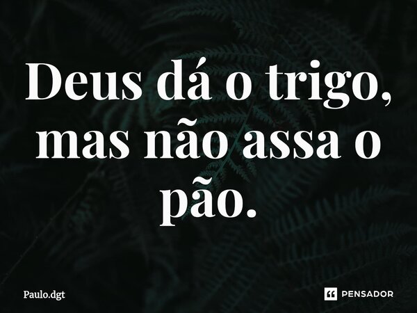 ⁠Deus dá o trigo, mas não assa o pão.... Frase de Paulo.dgt.
