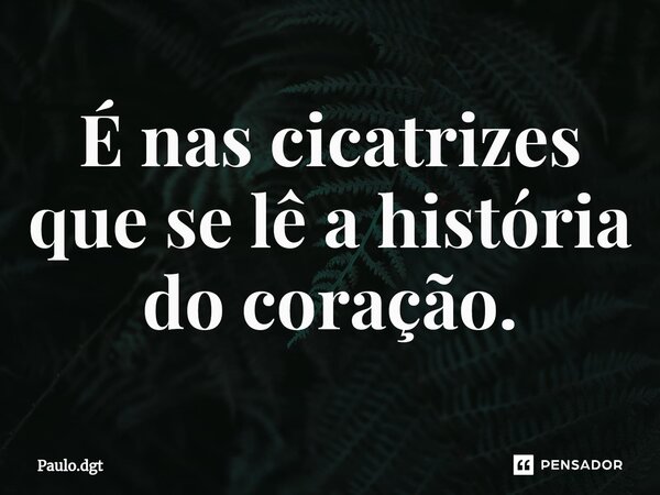 ⁠É nas cicatrizes que se lê a história do coração.... Frase de Paulo.dgt.