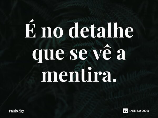 ⁠É no detalhe que se vê a mentira.... Frase de Paulo.dgt.
