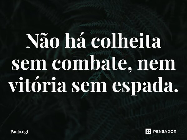 ⁠Não há colheita sem combate, nem vitória sem espada.... Frase de Paulo.dgt.