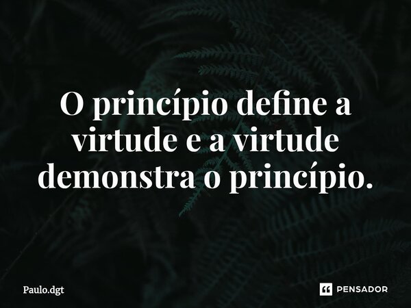 ⁠O princípio define a virtude e a virtude demonstra o princípio.... Frase de Paulo.dgt.