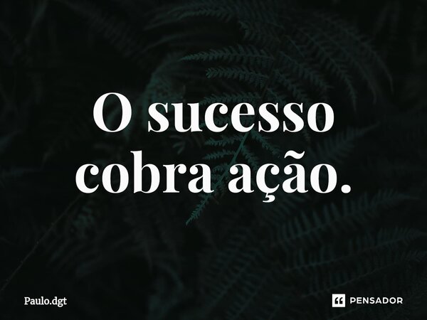 ⁠O sucesso cobra ação.... Frase de Paulo.dgt.