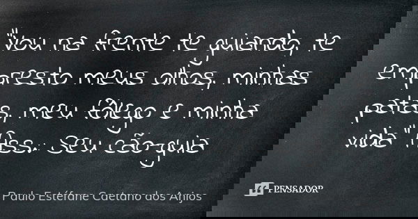 "Vou na frente te guiando, te empresto meus olhos, minhas patas, meu fôlego e minha vida" Ass.: Seu cão-guia... Frase de Paulo Estéfane Caetano dos Anjos.
