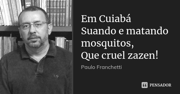Em Cuiabá
Suando e matando mosquitos,
Que cruel zazen!... Frase de Paulo Franchetti.