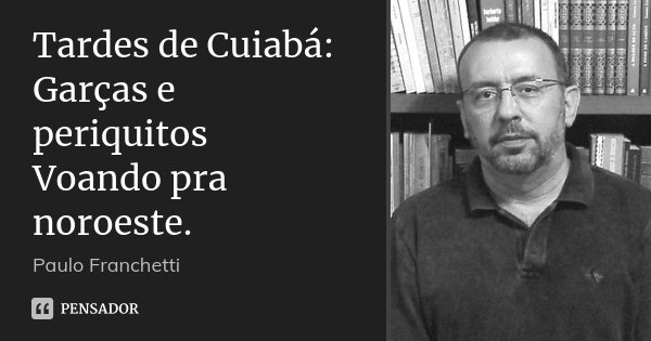 Tardes de Cuiabá:
Garças e periquitos
Voando pra noroeste.... Frase de Paulo Franchetti.