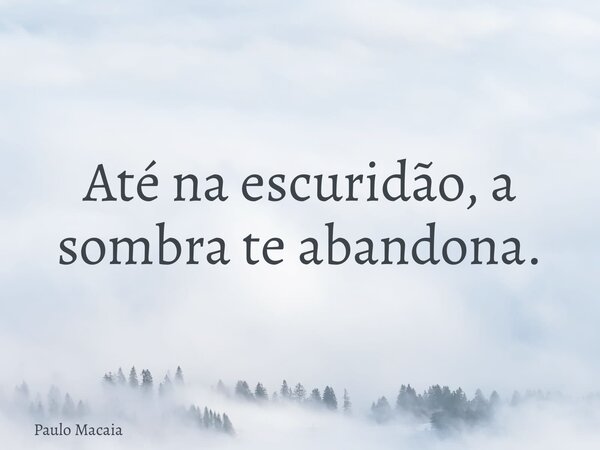 Até na escuridão, a sombra te abandona.... Frase de Paulo Macaia.