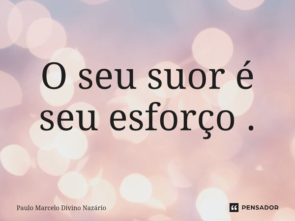 O seu suor é seu esforço .... Frase de Paulo Marcelo Divino Nazário.