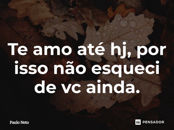 ⁠Te amo até hj, por isso não esqueci de vc ainda.... Frase de Paulo Neto.
