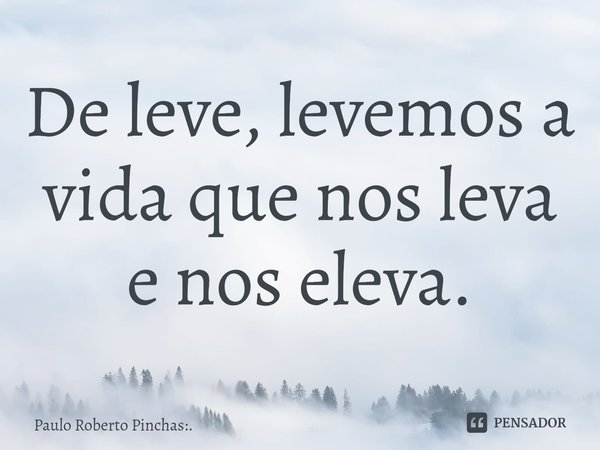 ⁠De leve, levemos a vida que nos leva e nos eleva.... Frase de Paulo Roberto Pinchas:..