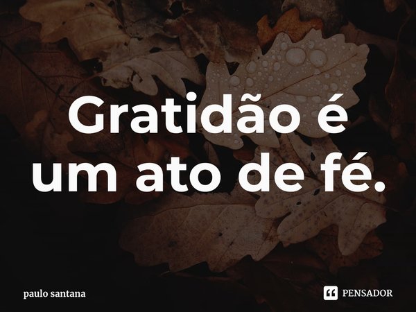 ⁠Gratidão é um ato de fé.... Frase de paulo santana.