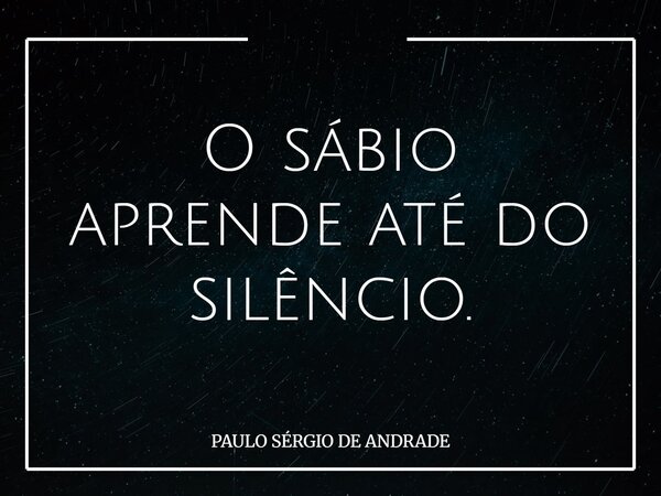 O sábio aprende até do silêncio.... Frase de PAULO SÉRGIO DE ANDRADE.