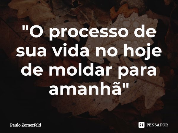 ⁠"O processo de sua vida no hoje de moldar para amanhã"... Frase de Paulo Zomerfeld.