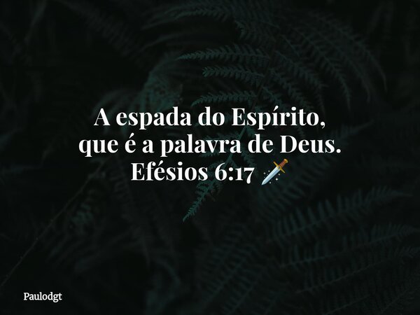 A espada do Espírito, que é a palavra de Deus. Efésios 6:17 🗡️... Frase de Paulodgt.