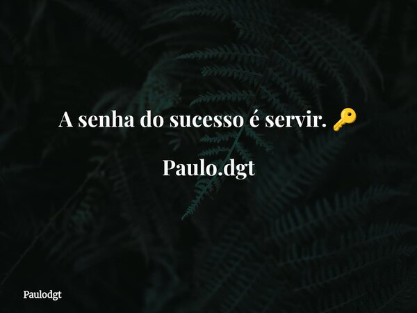 A senha do sucesso é servir. 🔑 Paulo.dgt... Frase de Paulodgt.