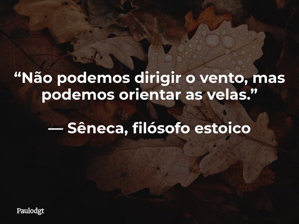 “Não podemos dirigir o vento, mas podemos orientar as velas.” — Sêneca, filósofo estoico... Frase de Paulodgt.