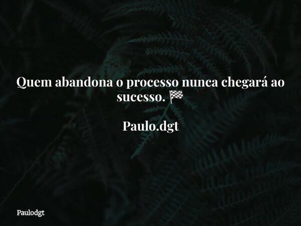Quem abandona o processo nunca chegará ao sucesso. 🏁 Paulo.dgt... Frase de Paulodgt.