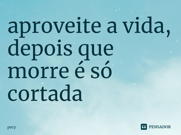 ⁠aproveite a vida, depois que morre é só cortada... Frase de pecy.