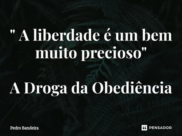 " A liberdade é um bem muito precioso "⁠ A Droga da Obediência... Frase de Pedro Bandeira.